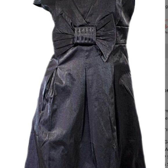 LBD by Jenny Collection cap sleeve bow front elegant sparkle fabric elegant S - Picture 5 of 6
